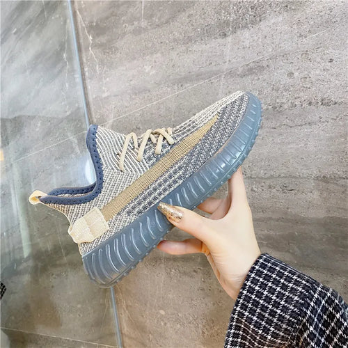 Mesh Lace-Up Platform Athletic Shoes