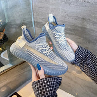 Mesh Lace-Up Platform Athletic Shoes