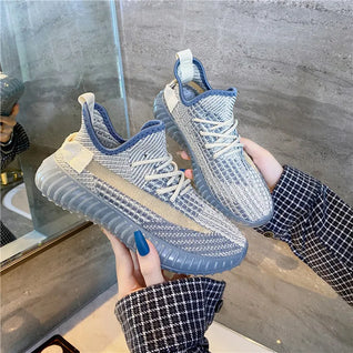 Mesh Lace-Up Platform Athletic Shoes