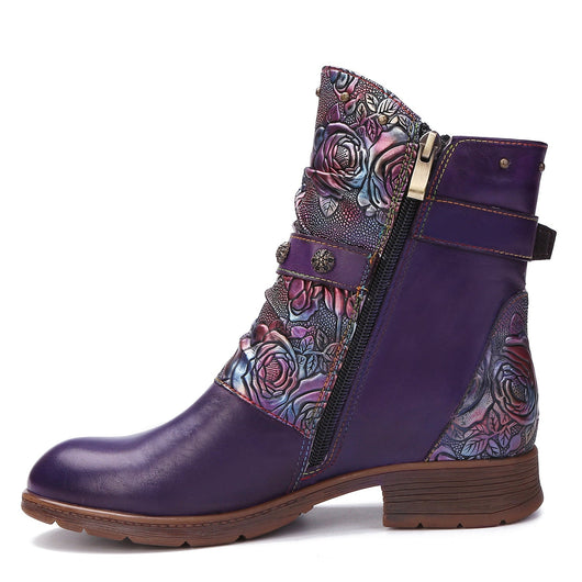 Retro Handmade Painted Buckle Flat Shoes