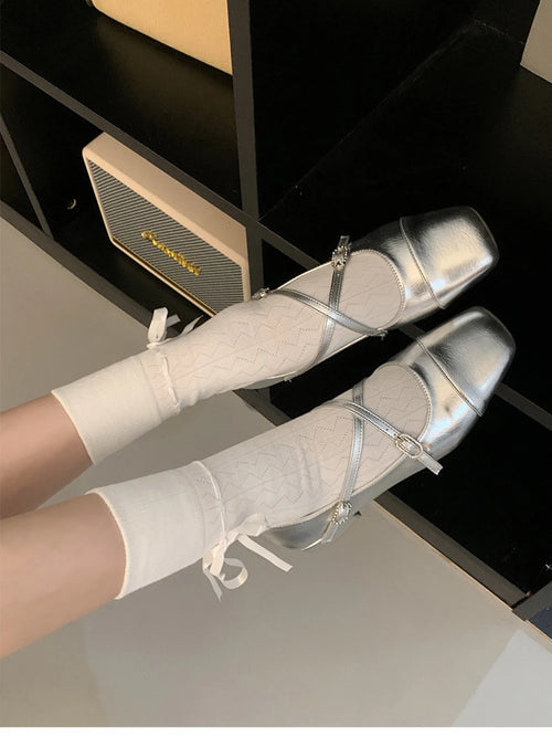 Square Toe Block Heels Mary Jane Shoes