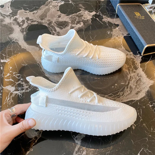 Mesh Lace-Up Platform Athletic Shoes