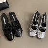 Square Toe Bow-Tie Slingback Ballet Shoes