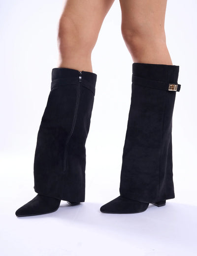 Suede High Knee Boots with Pointed Toe for Women