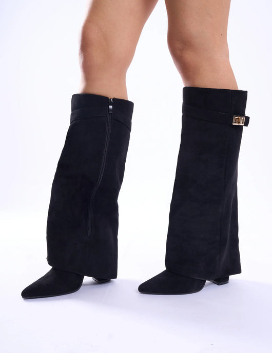 Suede High Knee Boots with Pointed Toe for Women