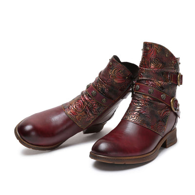 Retro Handmade Painted Buckle Flat Shoes