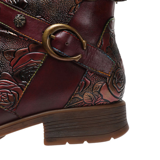 Retro Handmade Painted Buckle Flat Shoes