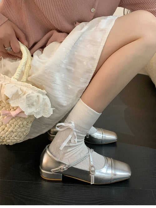 Square Toe Block Heels Mary Jane Shoes