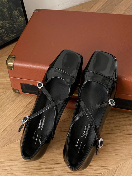 Square Toe Block Heels Mary Jane Shoes
