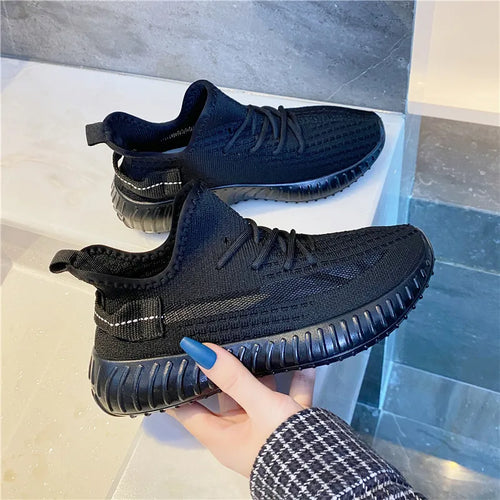 Mesh Lace-Up Platform Athletic Shoes