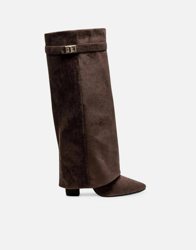 Suede High Knee Boots with Pointed Toe for Women