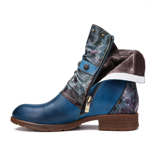 Retro Handmade Painted Buckle Flat Shoes